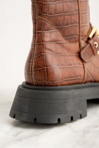 Bota Croco Hebillas Marron