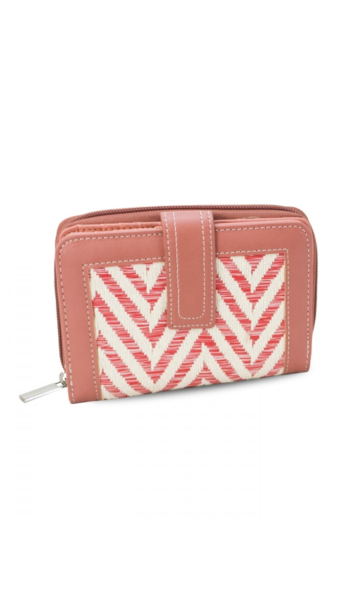 BILLETERA AGNES - ZIGZAG CRUDO Y CORAL 