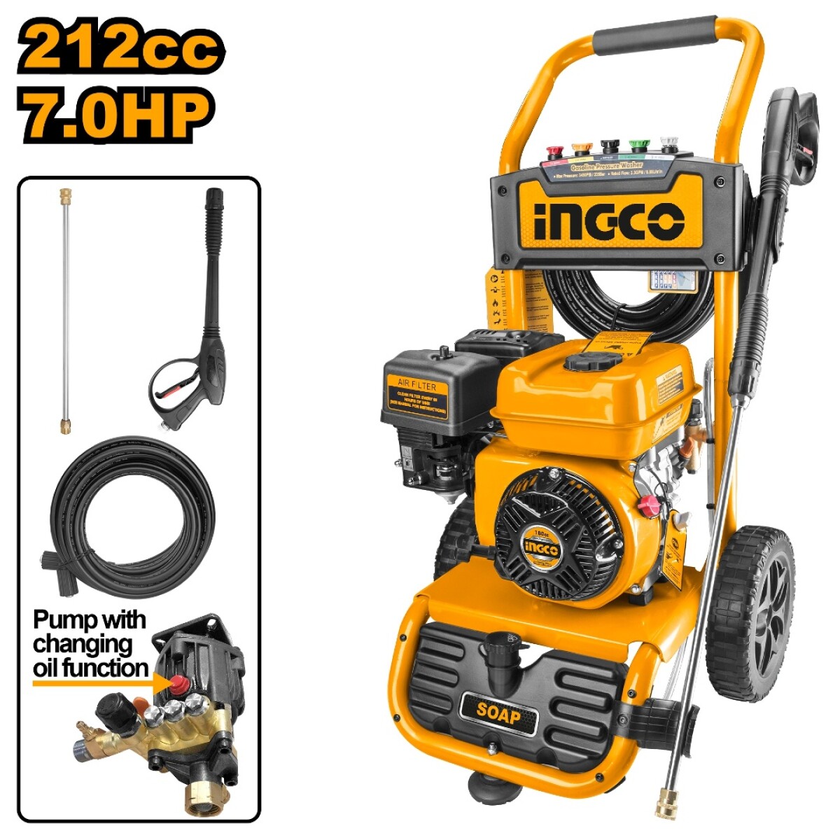 Hidrolavadora a Combustion 7 HP 235BAR Ingco GHPW2103 