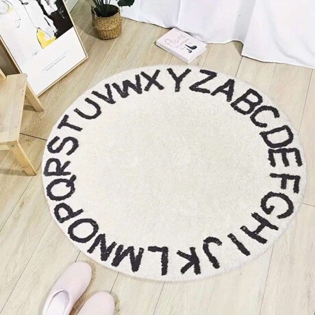 Alfombra Circular Abecedario 120 Cm De Diámetro Blanco