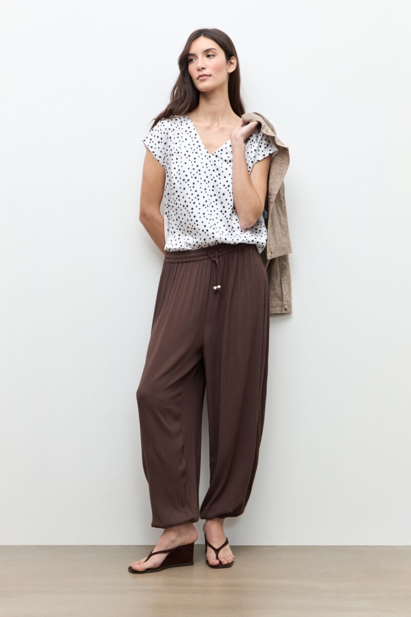 Blusa frente estampa lunares - crudo 