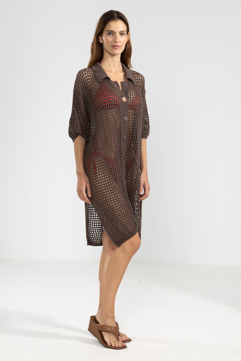 LONG KNIT SHIRT Chocolate