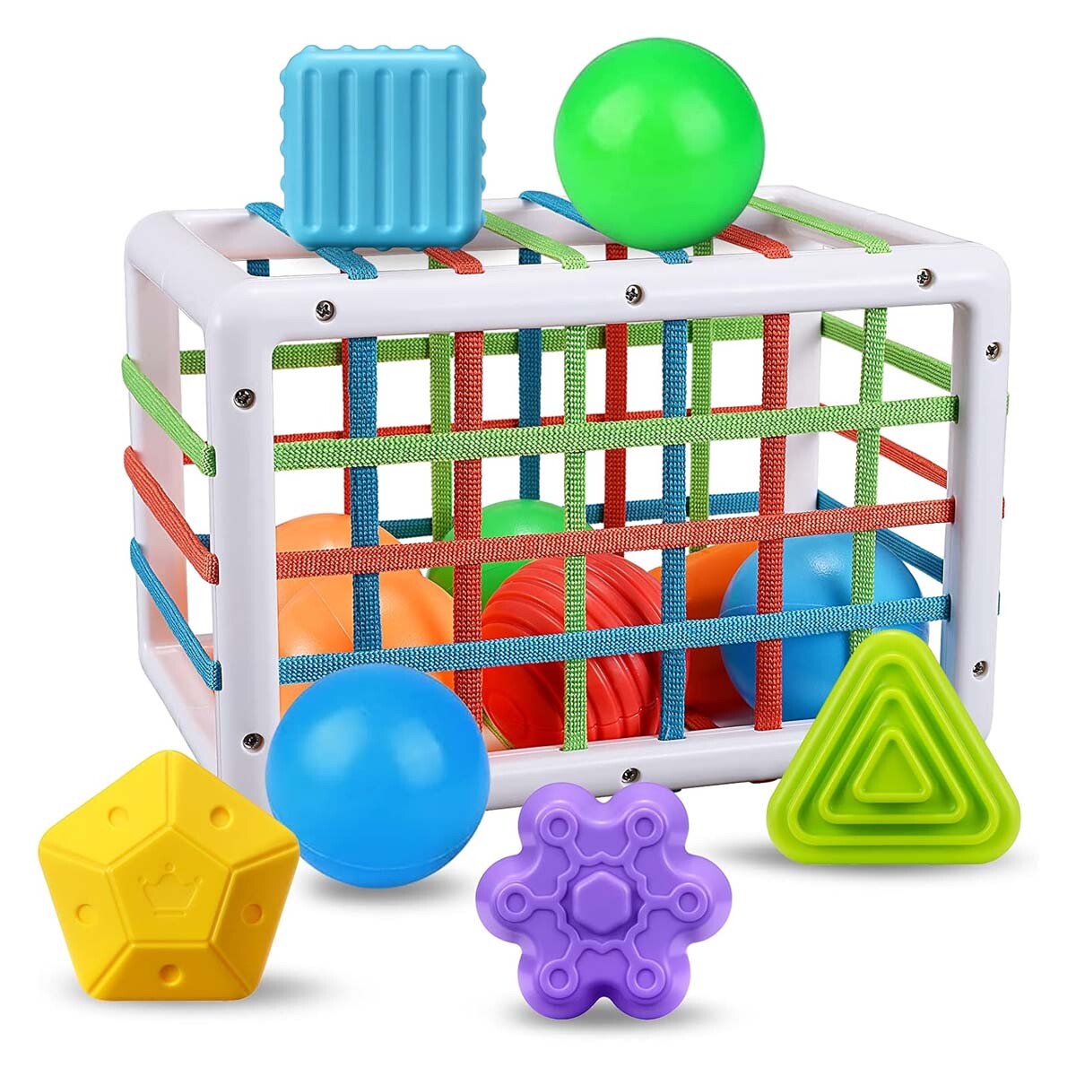 Juego Caja Didáctica Estimulación Motriz +12 Pz Bebé Huanger - Multicolor 