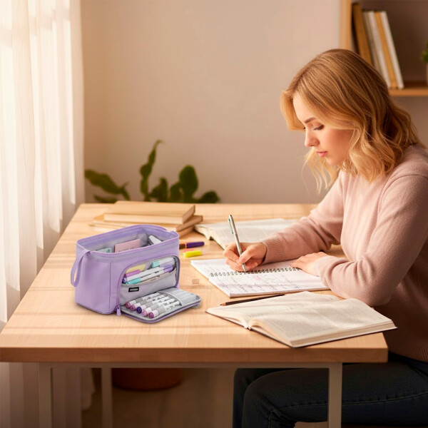 Cartuchera Escolar Liceal Organizador 22cm Gran Capacidad Color Violeta