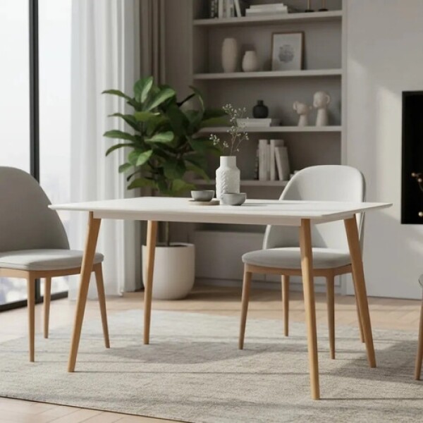 Mesa Comedor ComboHome Milan Rectangular Laqueada 120 x 80 Blanco 1