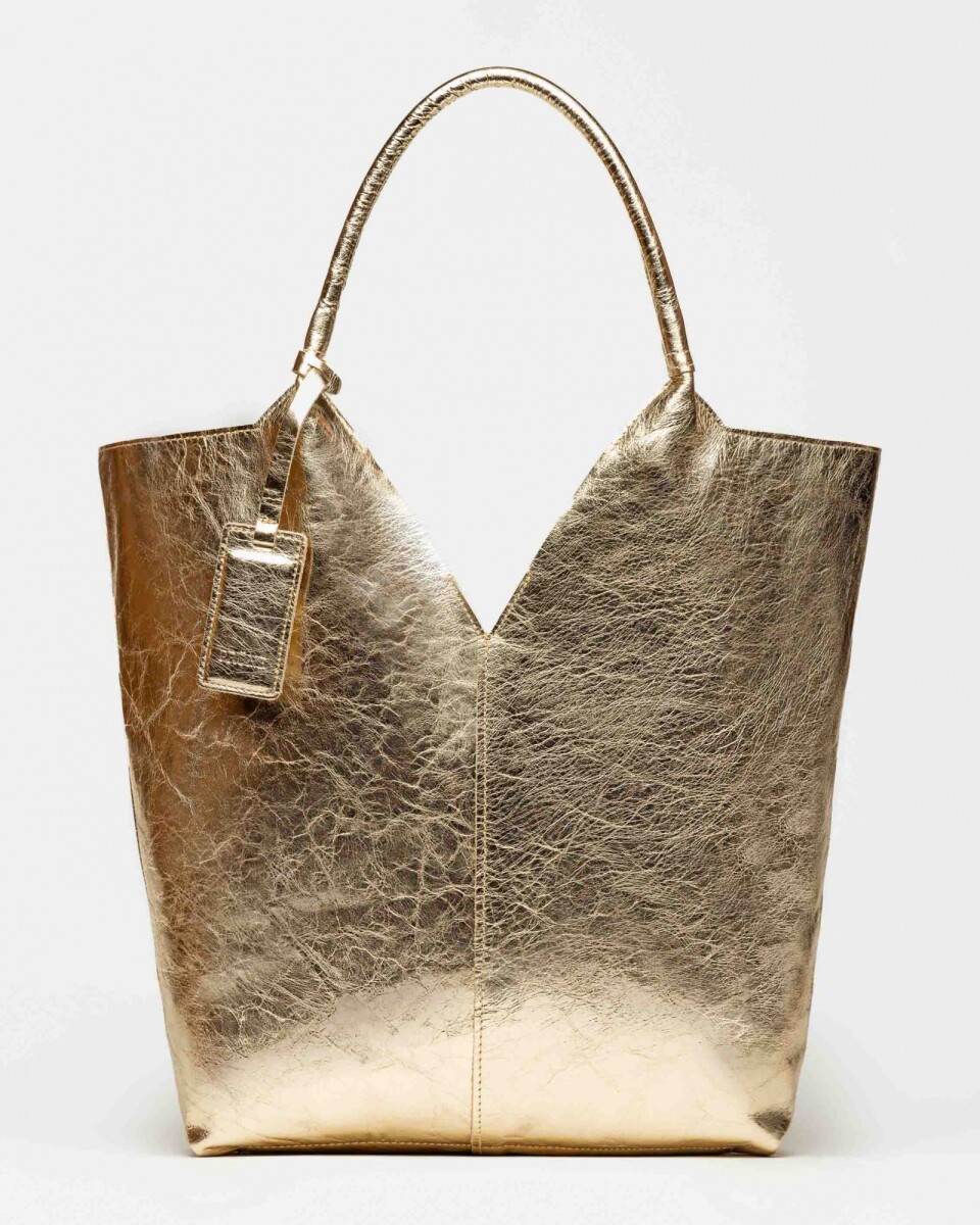 Bolso Loto en cuero metalizado - Platino 