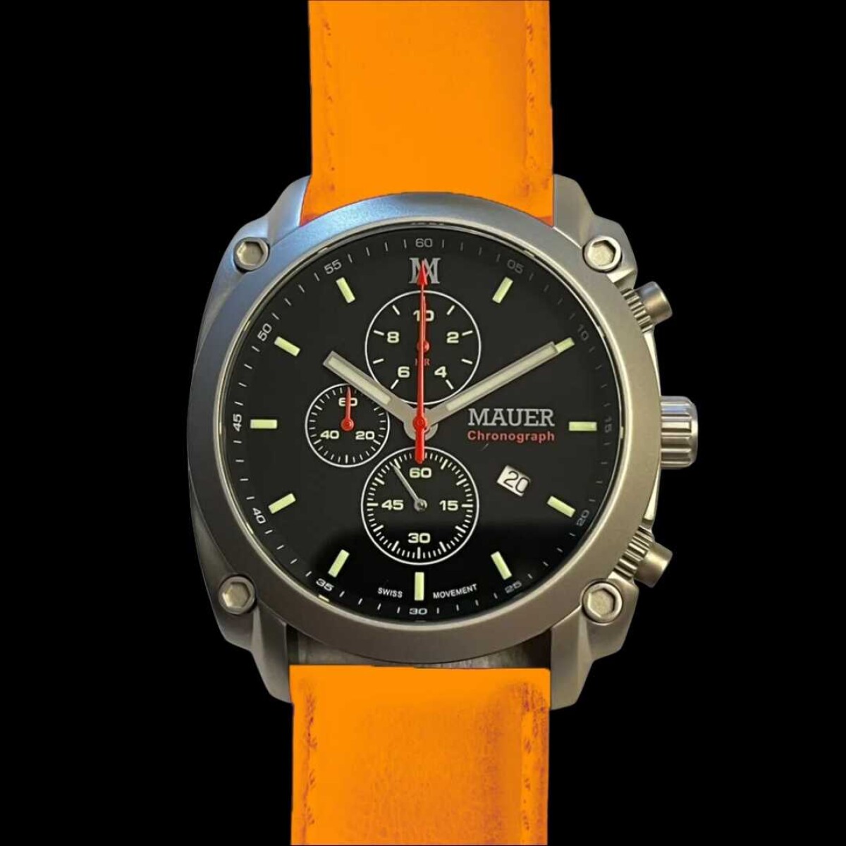 Reloj Mauer Sandblasted Silver 44 mm - Orange 