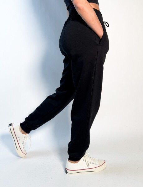 Jogger de algodon con puño Gaia Negro