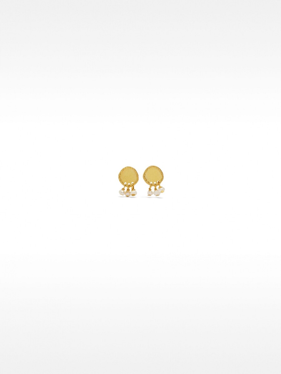 Pendientes Cortos Con Perlas De Agua Dulce - Plata De Ley 925 dorado