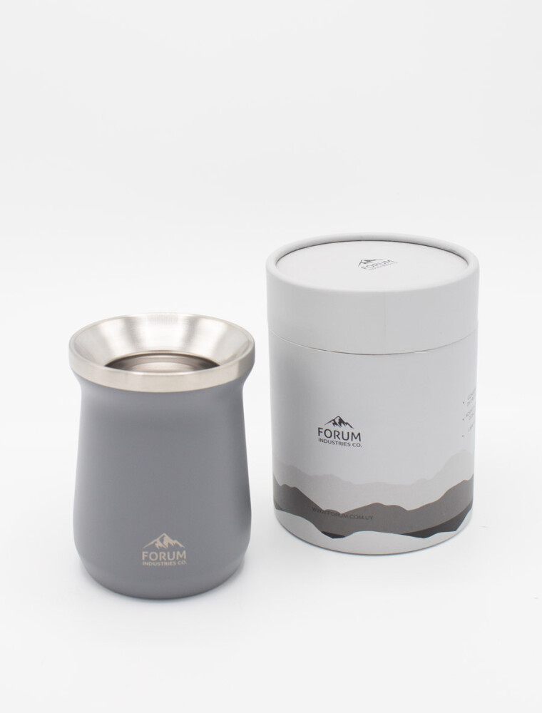 Mate Doble Tapa Acero Inoxidable Gris