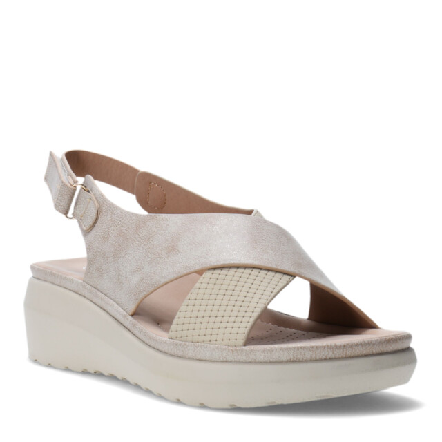 Sandalia de Mujer Lady Confort CAZENAC con tiras cruzadas Beige