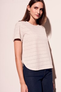 Remera Texturada Manga Corta Gris Melange