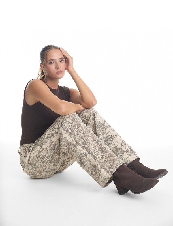 Jean Wide Leg Snake MULTI/BEIGE