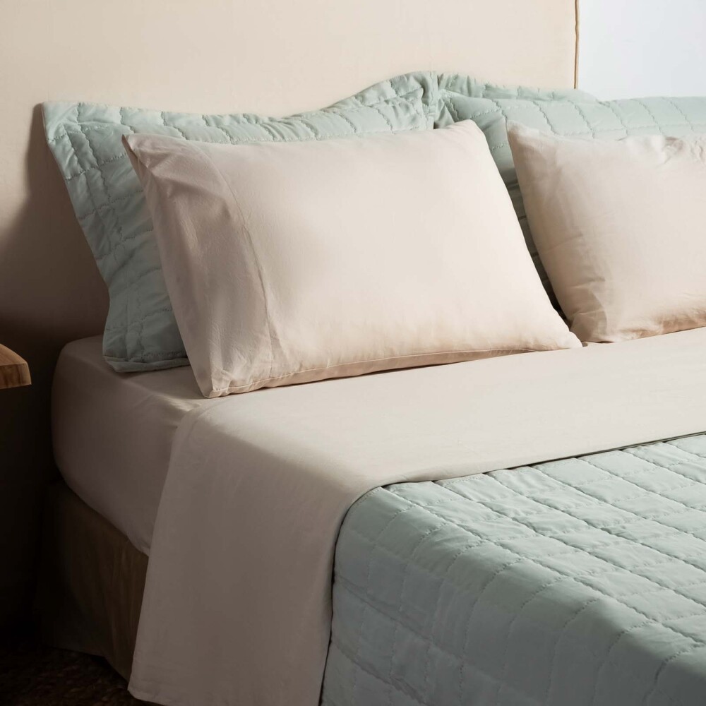 JUEGO DE SABANAS QUEEN POLIESTER NATURAL-BEIGE PREWASHED ARENA