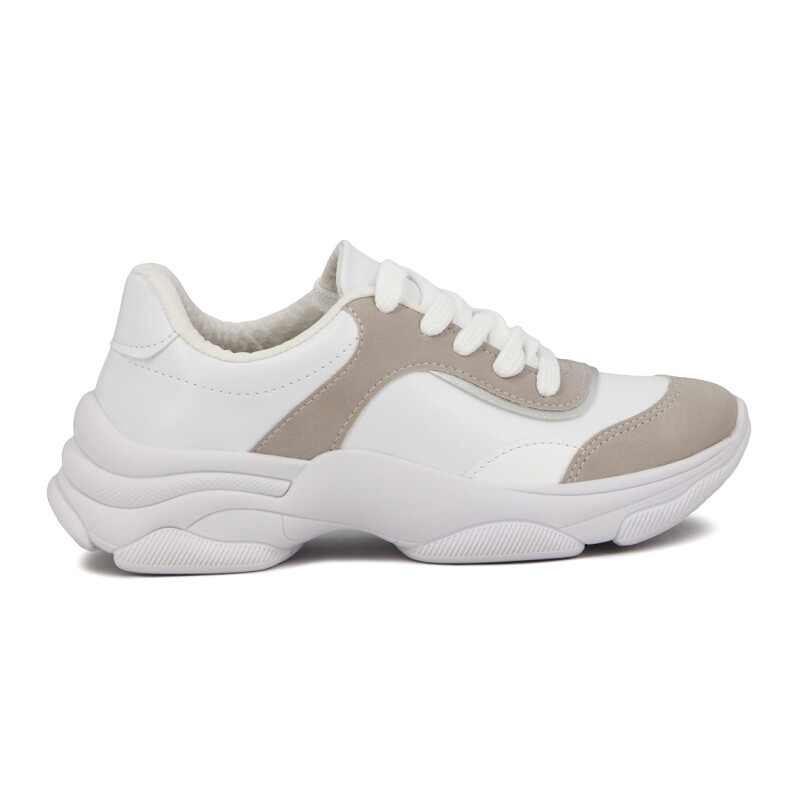 Championes Deportivos Casual Mujer Beira Rio Blanco-gris