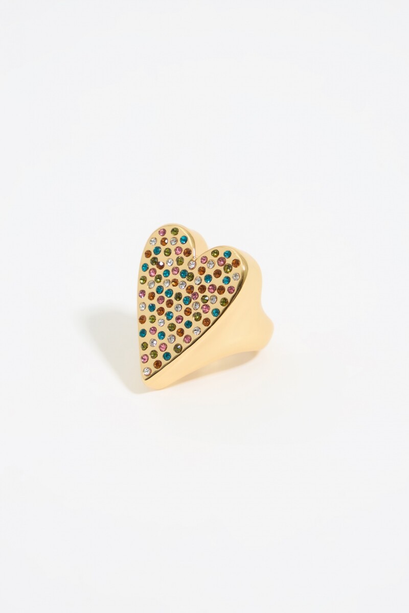 ANILLO CORAZÓN CRISTALES Multicolor