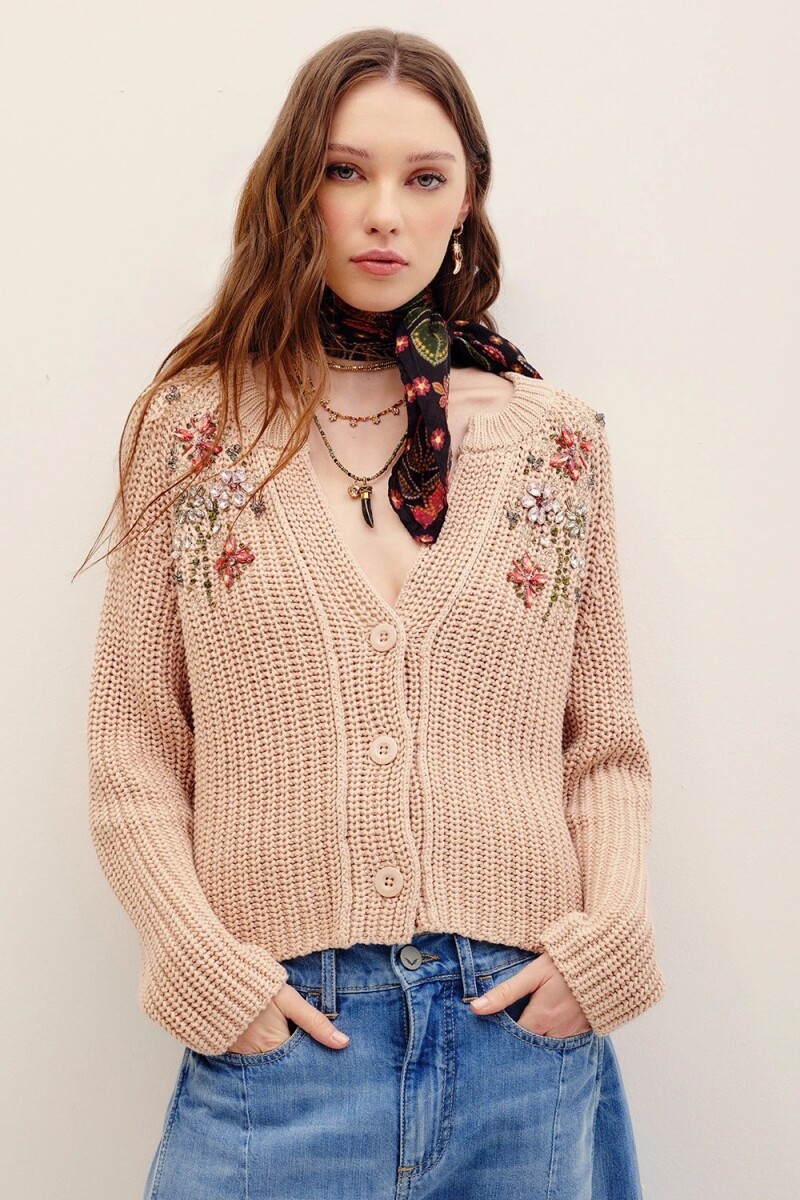CARDIGAN AGNES EMBRO Crudo