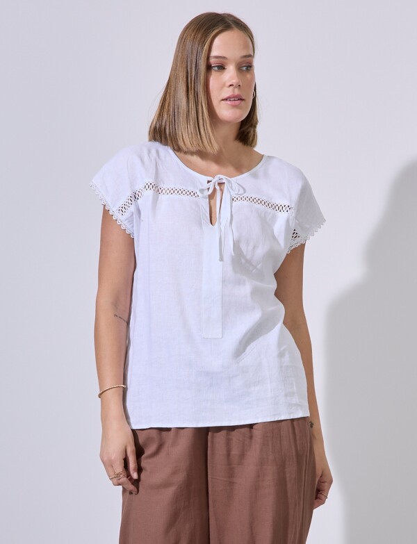 Blusa Lino Puntilla BLANCO