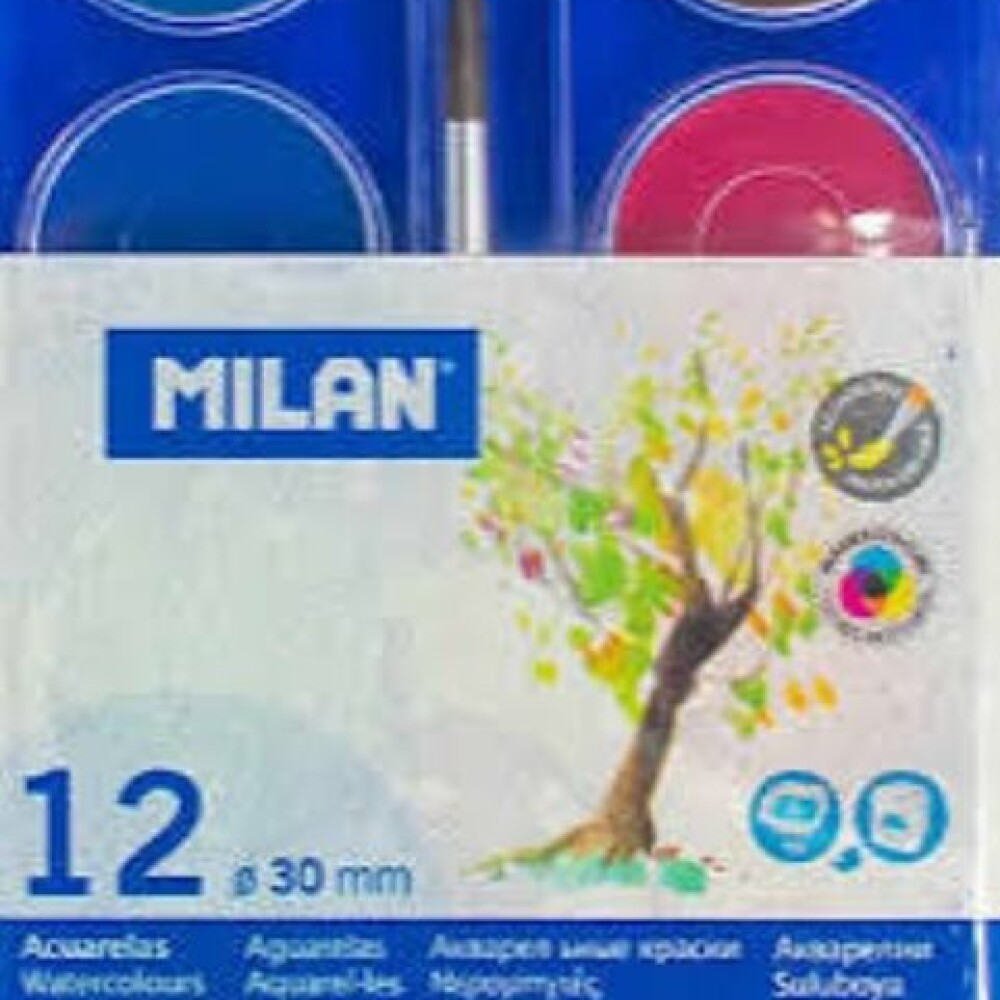 PINTURA ACUARELA MILAN X 12 MODELO 80011 Y PINCEL PINTURA ACUARELA MILAN X 12 MODELO 80011 Y PINCEL