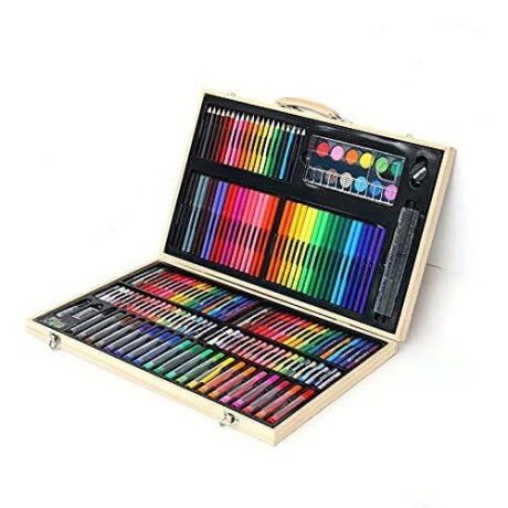 Set Arte Maleta Madera Escolar 220 Pcs Set Arte Completo Infantil Set Arte Maleta Madera Escolar 220 Pcs Set Arte Completo Infantil