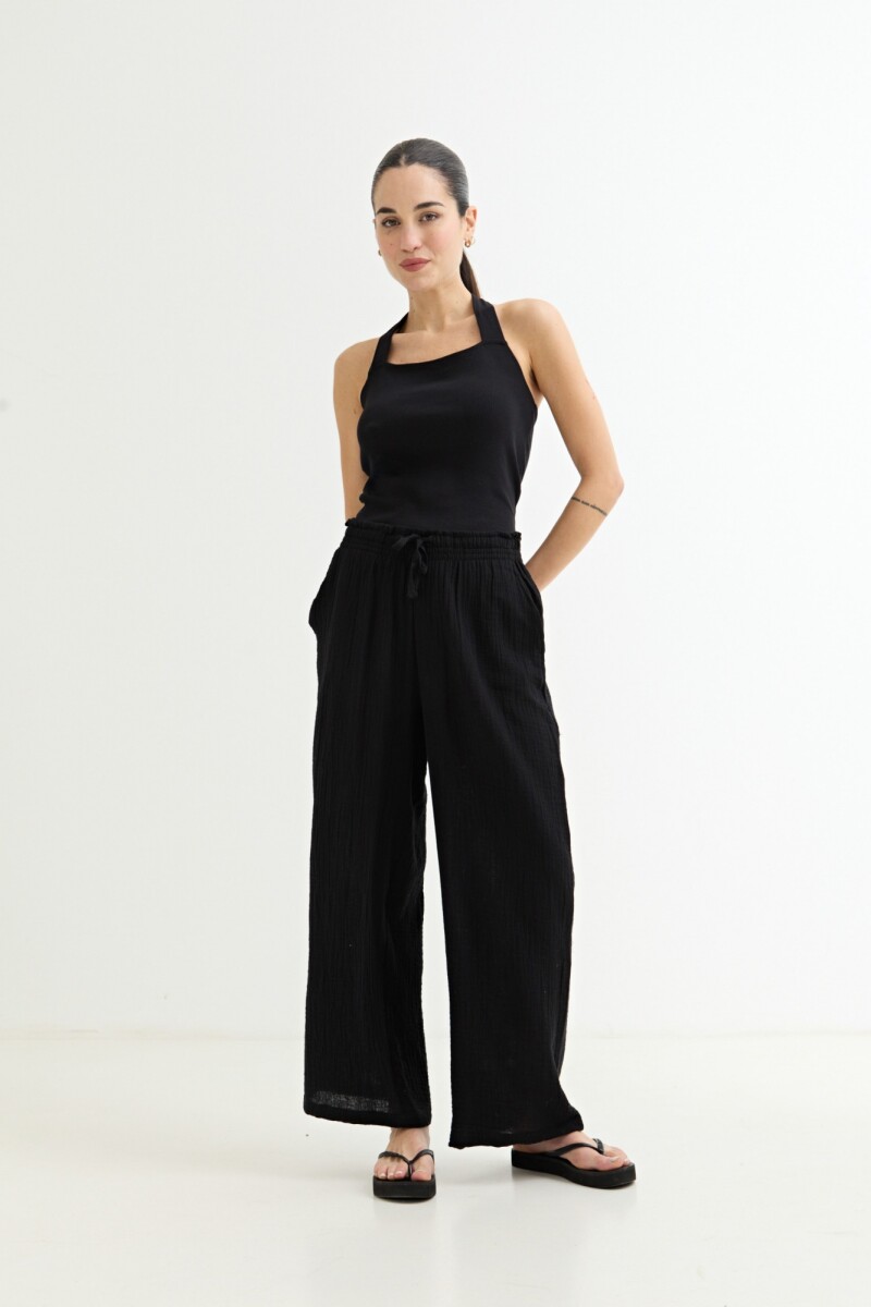 Pantalon amplio de gasa - Negro 
