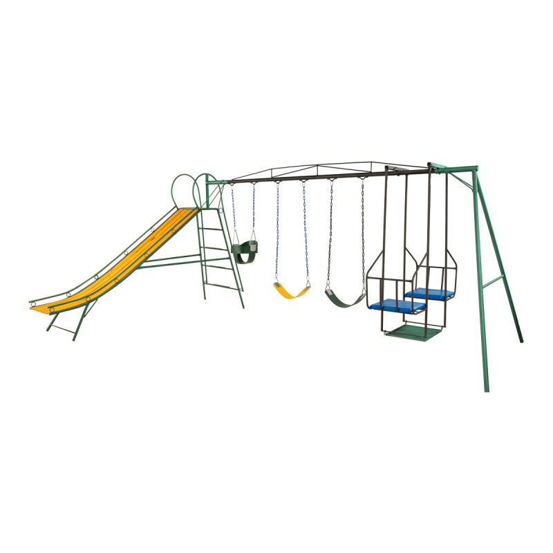 Juego Combinado Infantil con tobogán N°4. Silla doble, 2 hamacas de cincha y 1 hamaca de bebé. Juego Combinado Infantil con tobogán N°4. Silla doble, 2 hamacas de cincha y 1 hamaca de bebé.