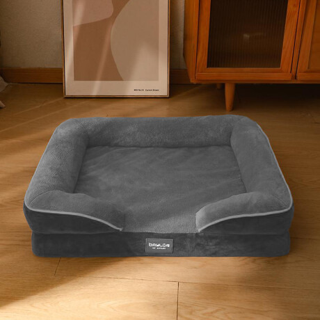 Cama Baylor Cucha Mediana Acolchonada de Felpa p/ Perro Gato Gris