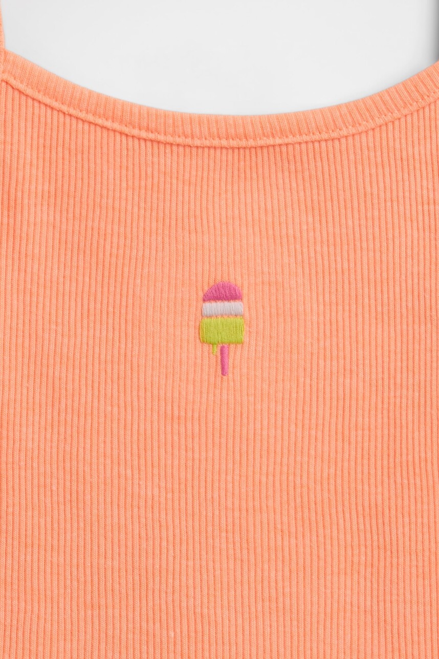 Musculosa Rib Toddler Niña Orange Kiss Neon