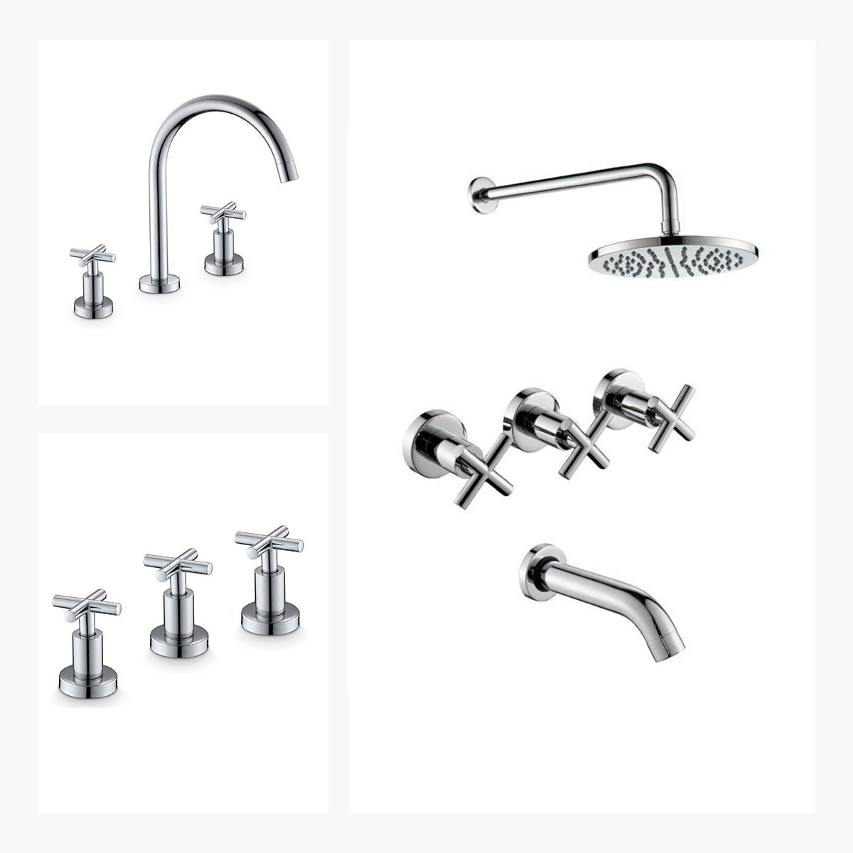 Juego De Griferia Ducha Lavatorio Bidet Brillo Viterno 