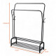 Perchero Organizador Metal Doble Con Zapatera Doble Negro
