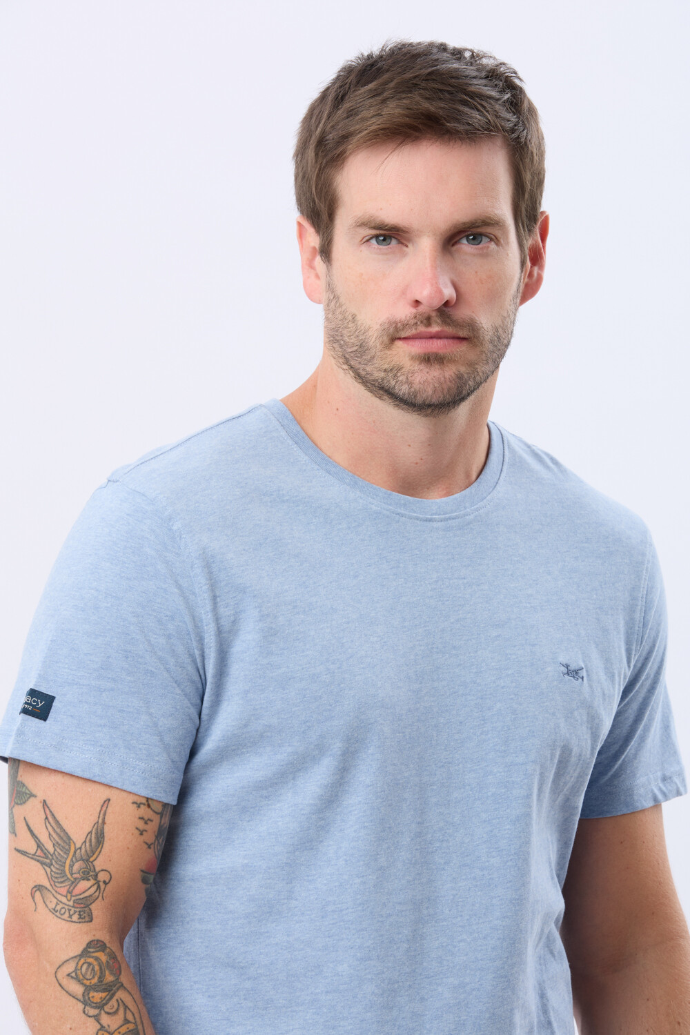 REMERA BÁSICA DE ALGODÓN Azul Melange
