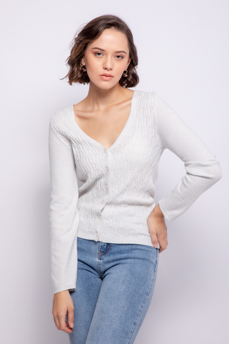 CARDIGAN SUNSET Gris Claro Melange