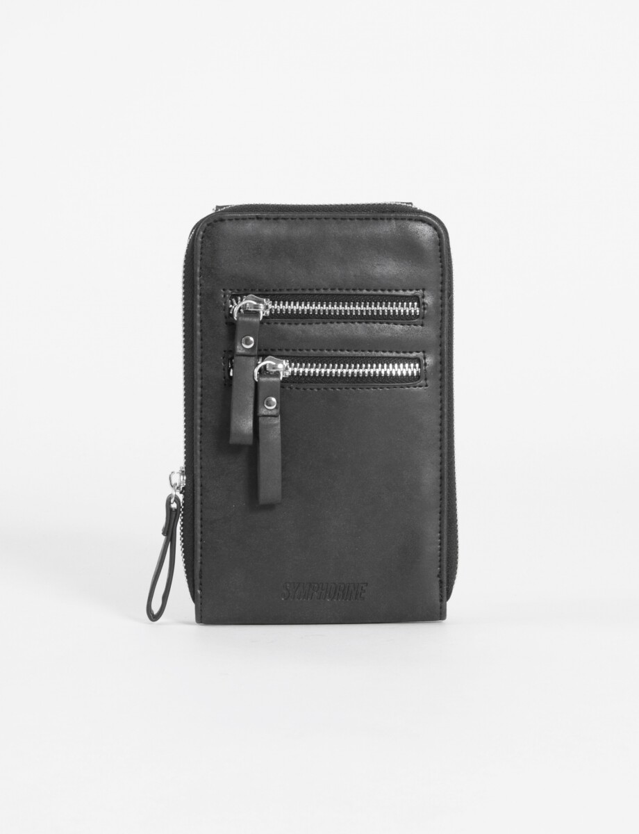 Porta celular tarjetero - negro 