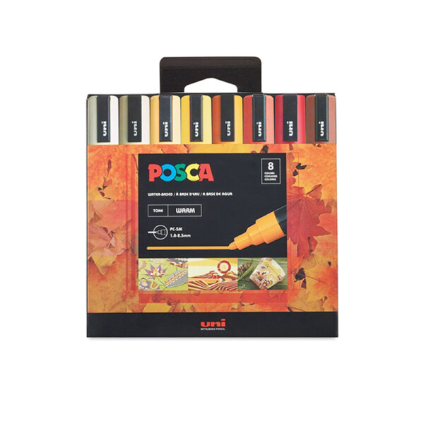 Marcadores Uni Posca PC-5M x8 colores Cálidos
