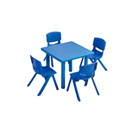 Pack Mesa Infantil Lumax Cuadrada + 4 Sillas Azul