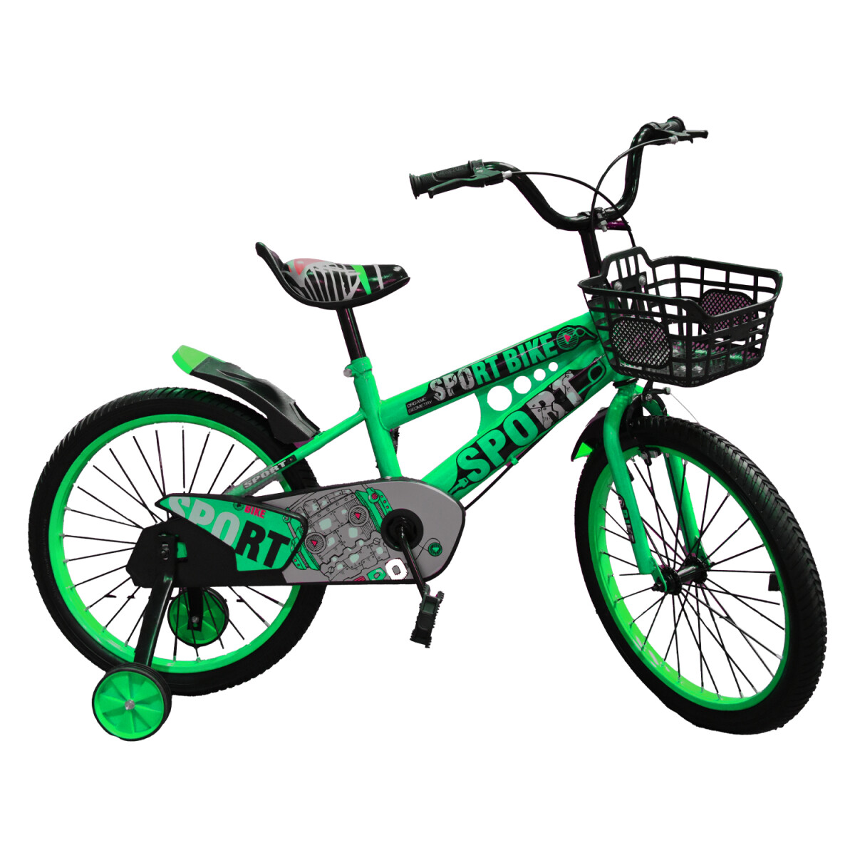 Bicicleta Infantil Rodado 20 C/Rueditas Aux Estilo Deportivo - Verde 