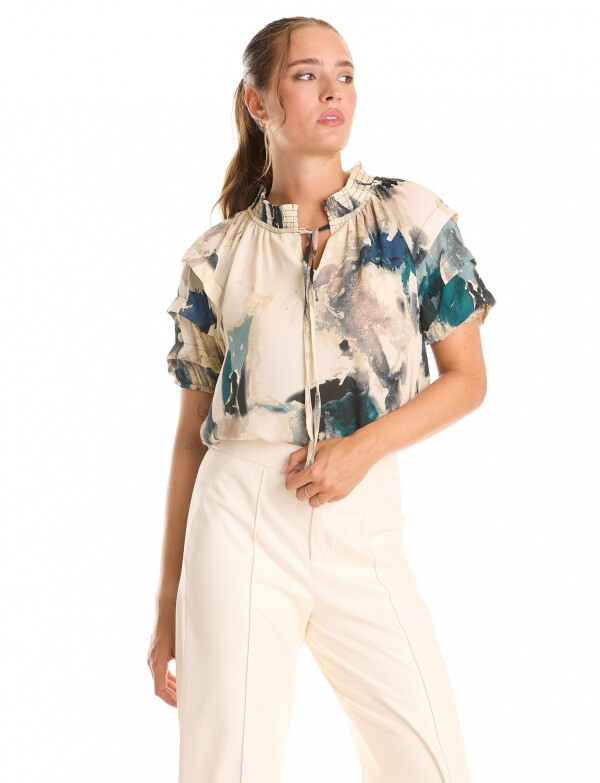Blusa Gasa Print CRUDO/MULTI