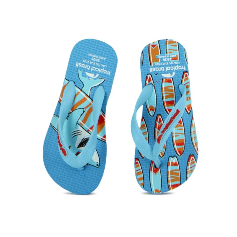 Chanclas Tropical Brasil Ojota Infantil De Niño - Celeste Celeste