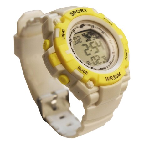 Reloj Deportivo de Pulsera Waterproof Pantalla Luz Unisex Amarillo/blanco