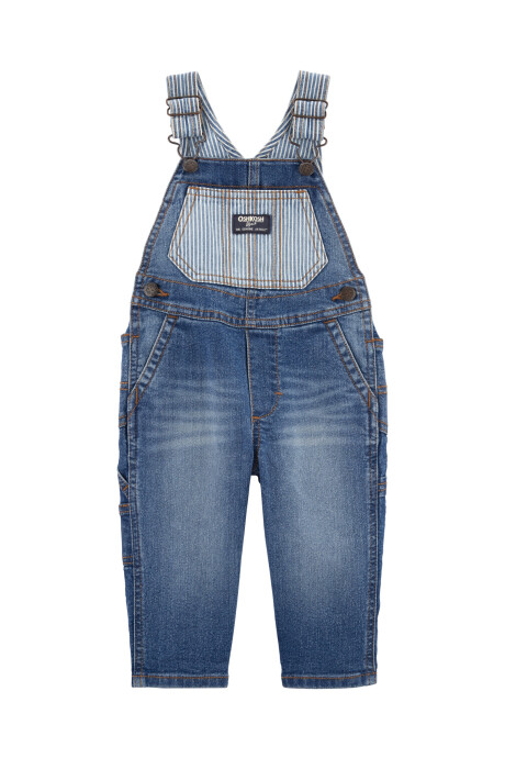 Enterito de jean con detalles a rayas. Talles 3-24M Sin color