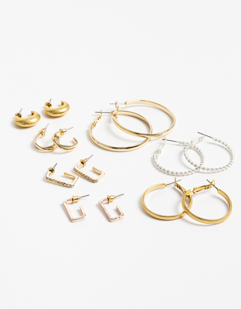 Aros Sets Set 7 Pares De Aros Mix Baños - Dorado