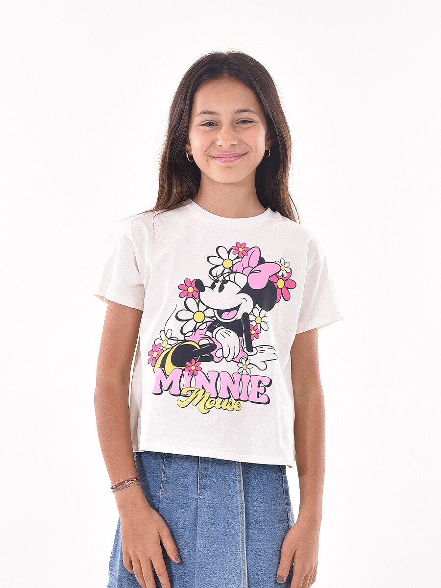 REMERA MINNIE IN FLOWERS - OFF WHITE 
