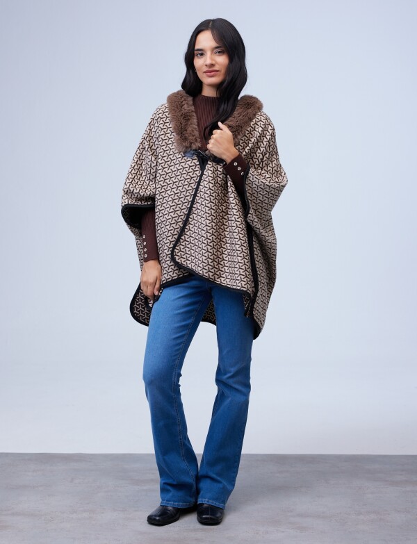 Ruana Faux Fur MARRON/MULTI