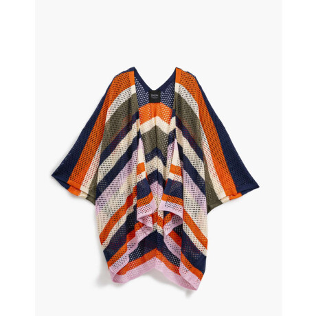 Poncho Tejido Calado Combinacion Multicolor