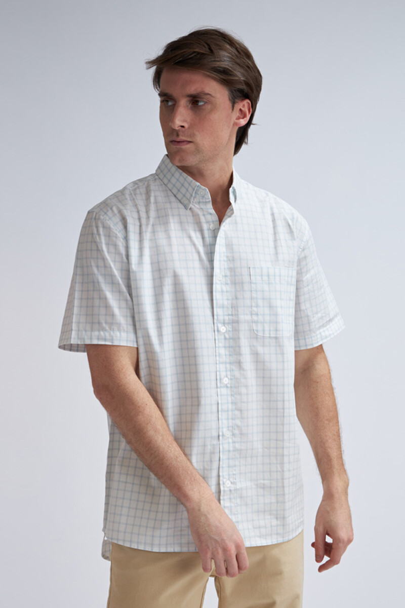 Camisa manga corta - Celeste y blanco 