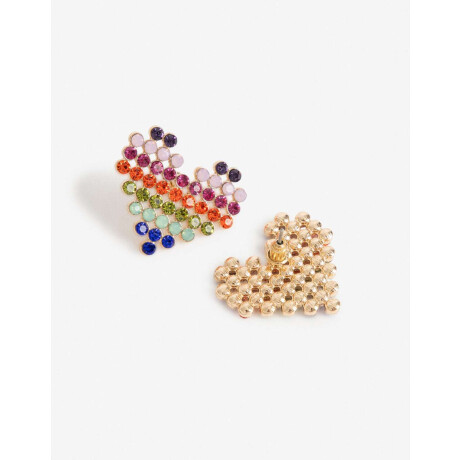 Aros Pasantes Corazón Strass Combinacion Multicolor