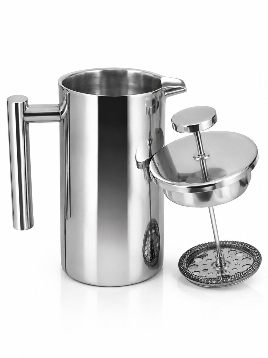 Cafetera Francesa Calidad Premium 600ml Acero Inoxidable - Plateado 