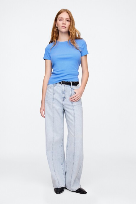 Remera Rib Cuello Redondo Mujer Union Blue