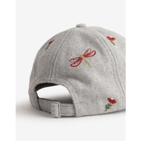 Gorra Paño Bordada Gris Melange