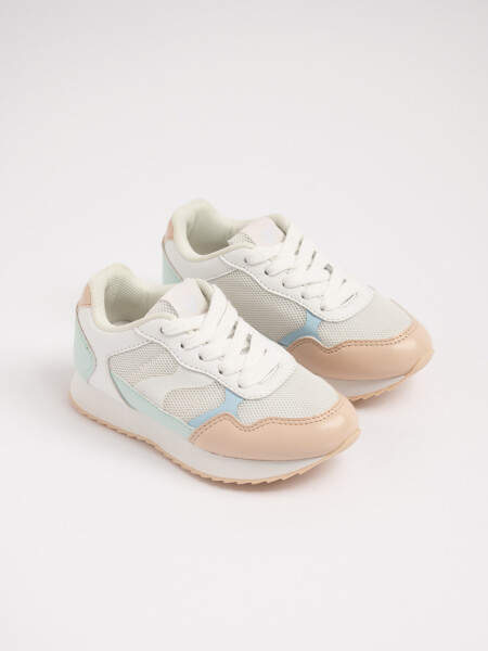 Zapatilla acordonada combinada Blanco